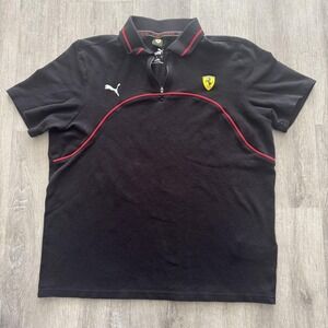 Scuderia Ferrari Team Shirt Mens Large Black Racing Formula 1 Polo Ferrari
